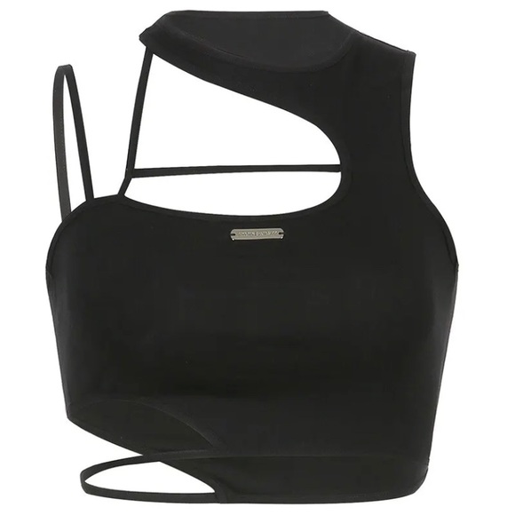 Tops - Female Sleeveless Y2k Corset Vintage Sexy Hollow Out Crop Top (S)